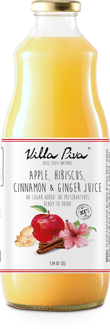 Apple, Hibiscus, Cinnamon and Ginger Juice Villa Piva 100% Natural 10.1 floz and 1.04 qt
