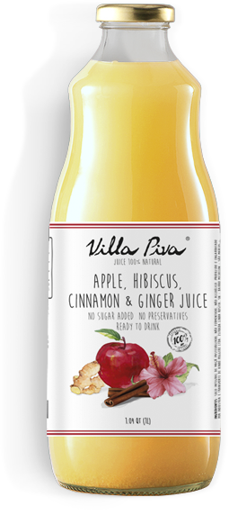 Apples, Hibiscus, Cinnamon and Ginger Juice Villa Piva 100% Natural