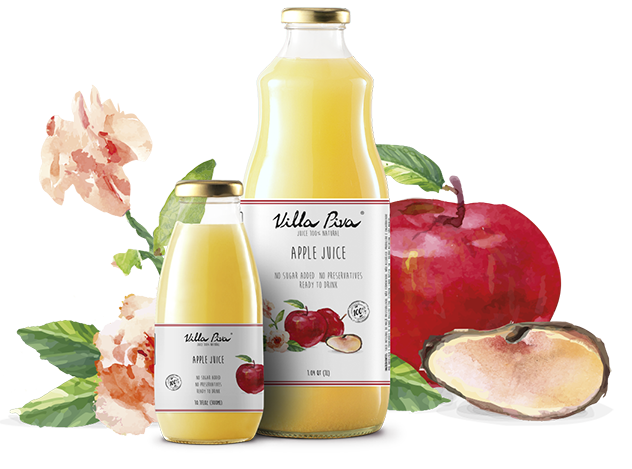 Apple Juice Villa Piva 100% Natural 10.1 FLOZ and 1.04 QT