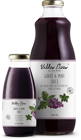 Grape and Mint Juice Villa Piva 100% Natural 10.1 floz and 1.04 qt