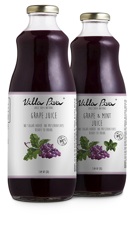 Grape & Grape and Mint juices Villa Piva 100% Natural 1.04 QT