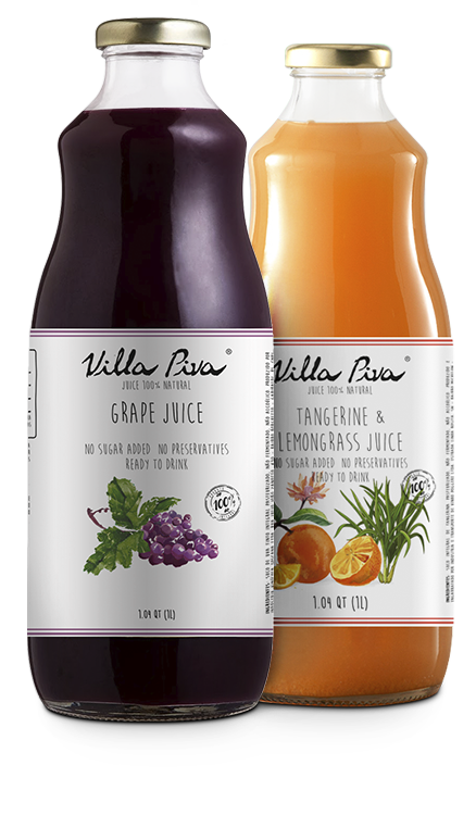Grape & Tangerine and Lemongrass Juices Villa Piva 100% Natural 1.04 QT
