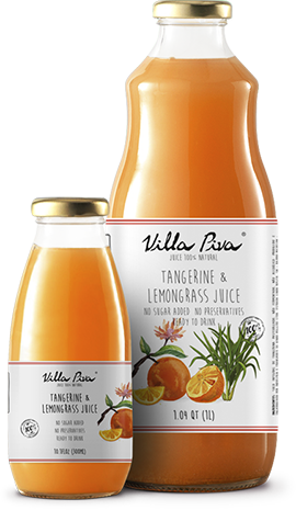 Tangerine and Lemongrass Juice Villa Piva 100% Natural 10.1 floz and 1.04 qt
